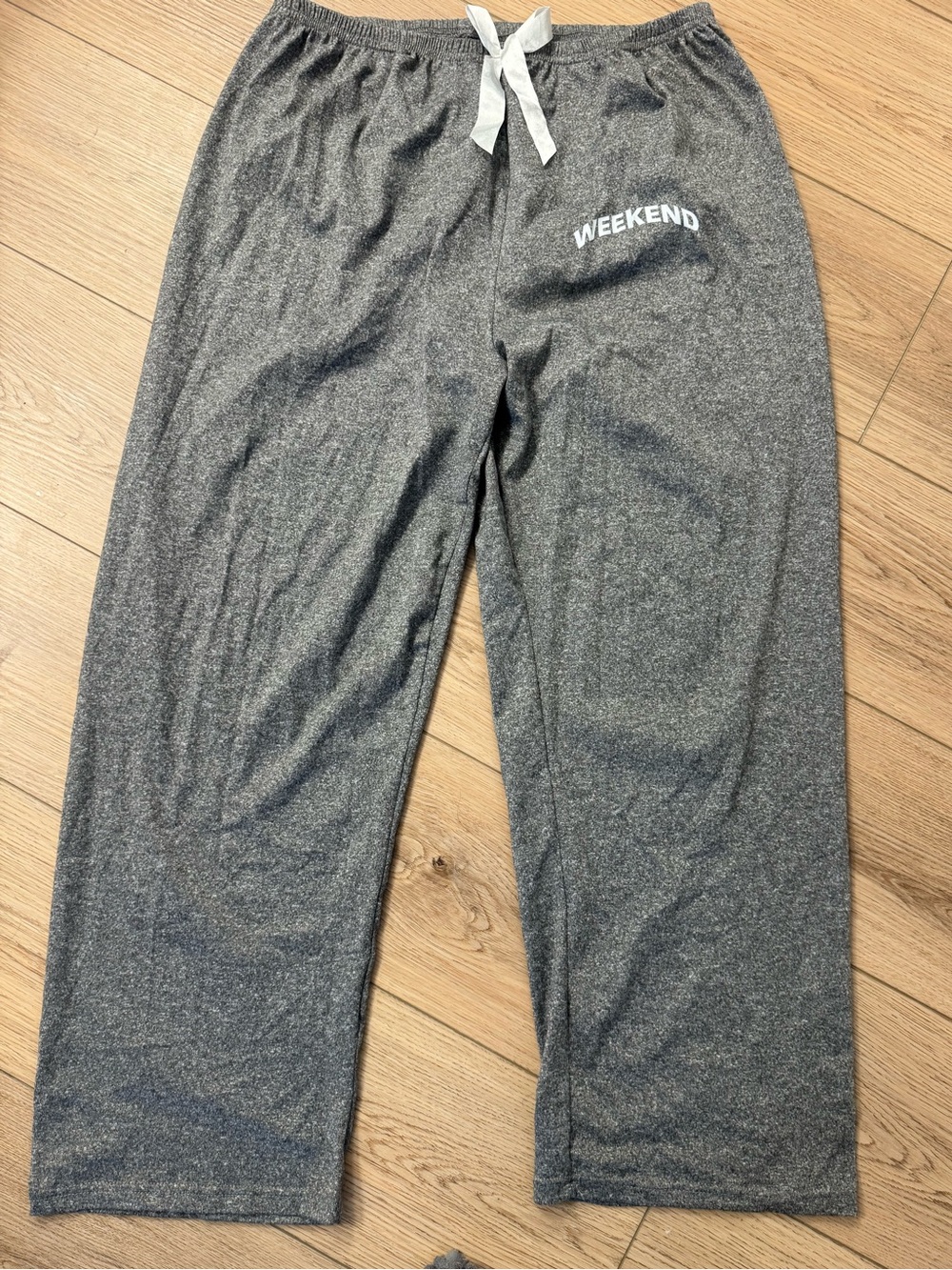 Gray "WEEKEND" Lounge Pants with Drawstring